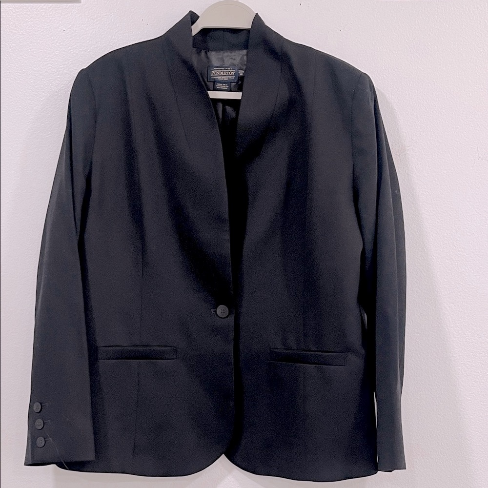 Pendleton Classic Virgin Wool Black Blazer, Size 18P